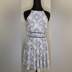 Elegant Lace Floral Dress in Lavender and White